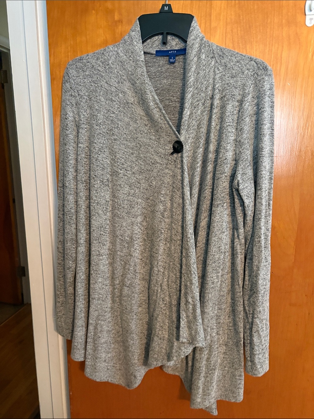Apt. 9 Heather Gray Single-Button Shawl Cardigan